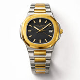 Men’s Luxury Stainless Steel Watch – Two-Tone Textured Dial